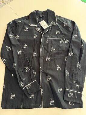 HUF Black Shirt with White Line Art Accents